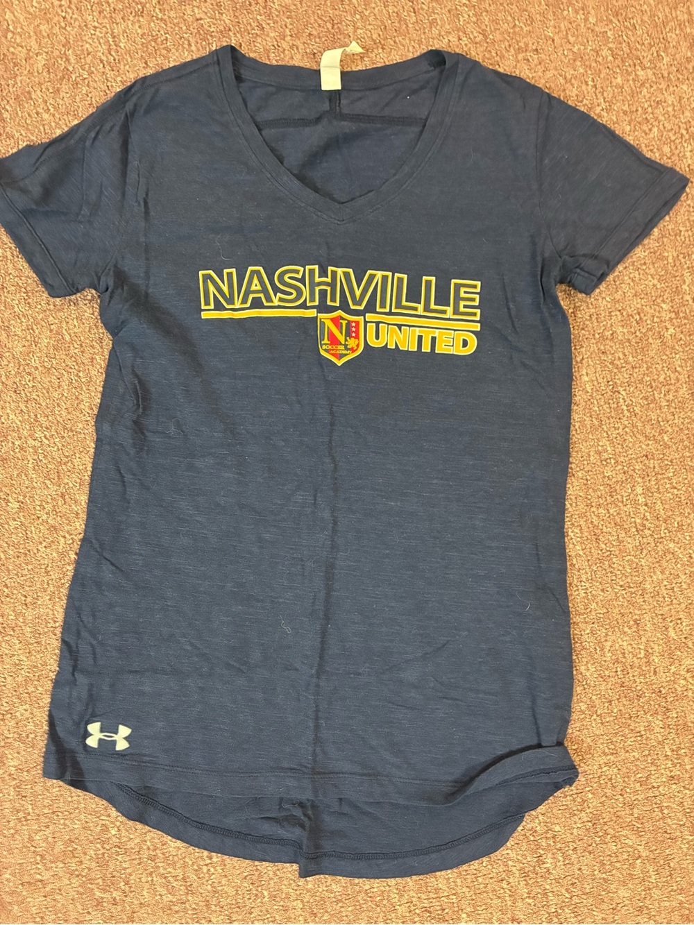 Under Armour Navy "Nashville United" V-Neck Tee with Yellow Logo